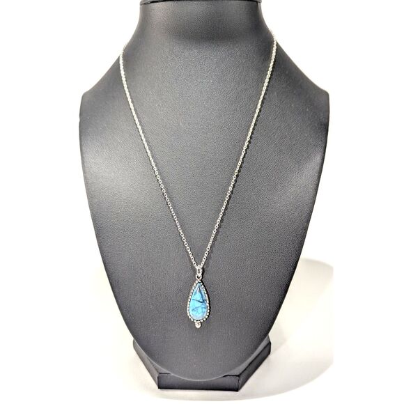 Roman Turquoise Teardrop Pendant Necklace - Picture 3 of 7